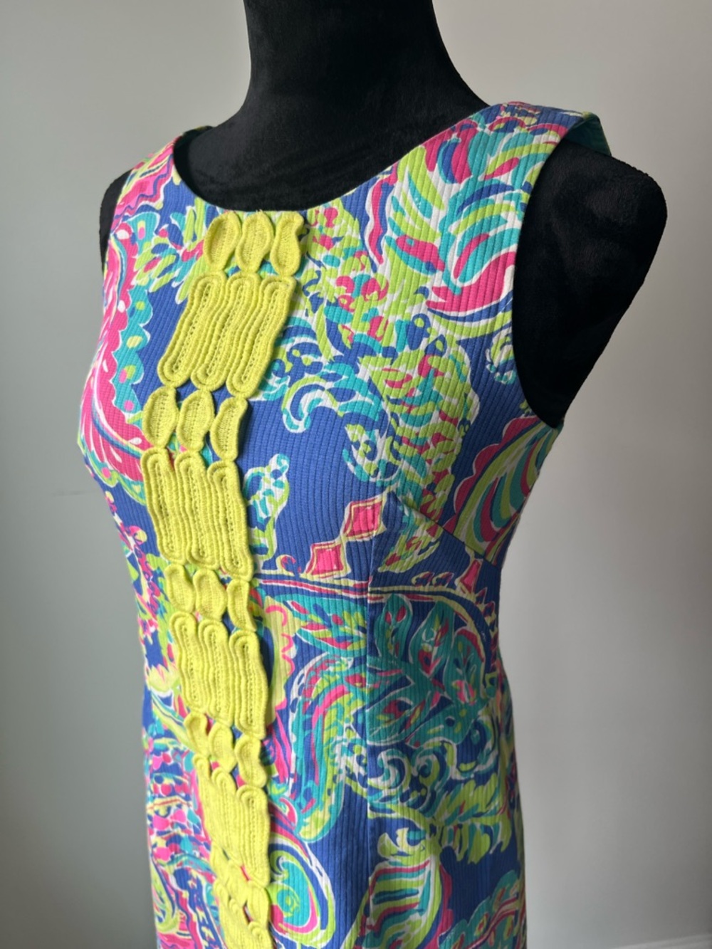 Lilly Pulitzer Neon Paisley Sheath Dress in Blue and Yellow - 2 - Picture 2 of 14
